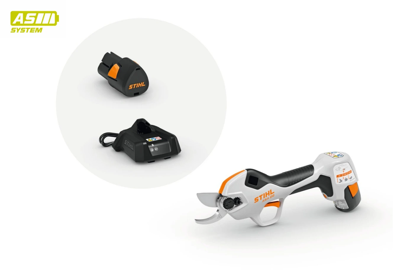 STIHL ASA 20 metszőolló AS 2 akkumulátorral és AL 1 töltővel
