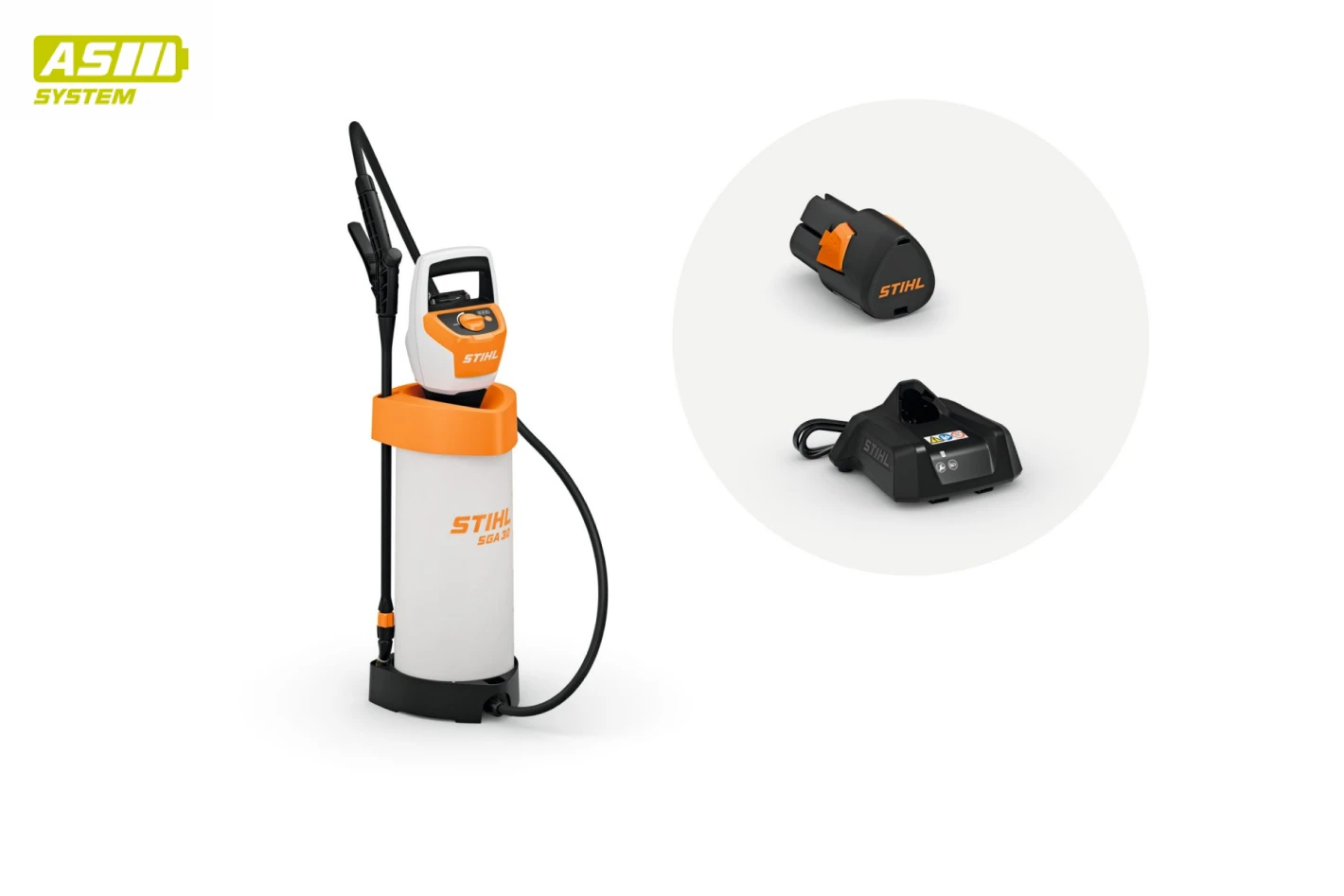 STIHL SGA 30 akkumulátoros permetező AS 2 akkumulátorral és AL 1 töltővel